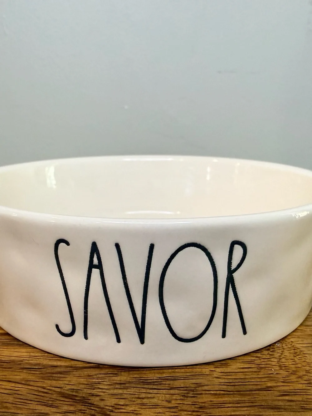 RAE DUNN Ceramic 'Savor' Cat Bowl in Cream